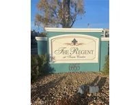 Inviting The Regent at Town Center community sign with manicured landscaping at 6955 N Durango Dr # 2016, Las Vegas, NV 89149