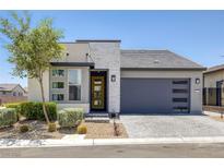Charming single-story home featuring a modern design, neutral tones, and a well-manicured front yard at 9617 Sard Ln, Las Vegas, NV 89143