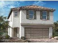 Charming two-story home features a stucco exterior, tile roof, and a two-car garage at 3871 Riley Rose Ave, Las Vegas, NV 89139